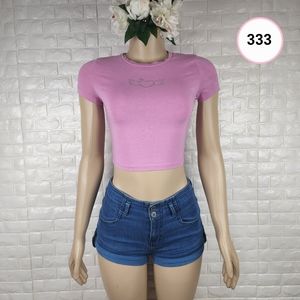 shein xs pink stretch crop top ( 5 for $20 )